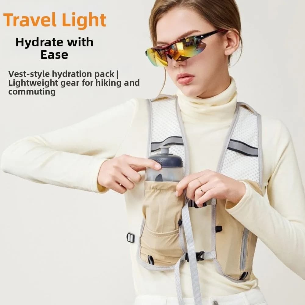 Breathable Waterproof Vest for Sport Racing, Reflective Design, Multitasche Backpack with Water Bag