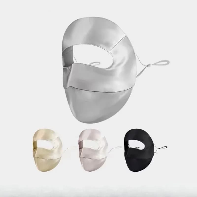 Silk Mask for Solar Riding and Protection, Full Cover of Face, Summer 2026, 100% Gelso Silk, Solar Protective Mask with Double Layer, Subtle and Breathable