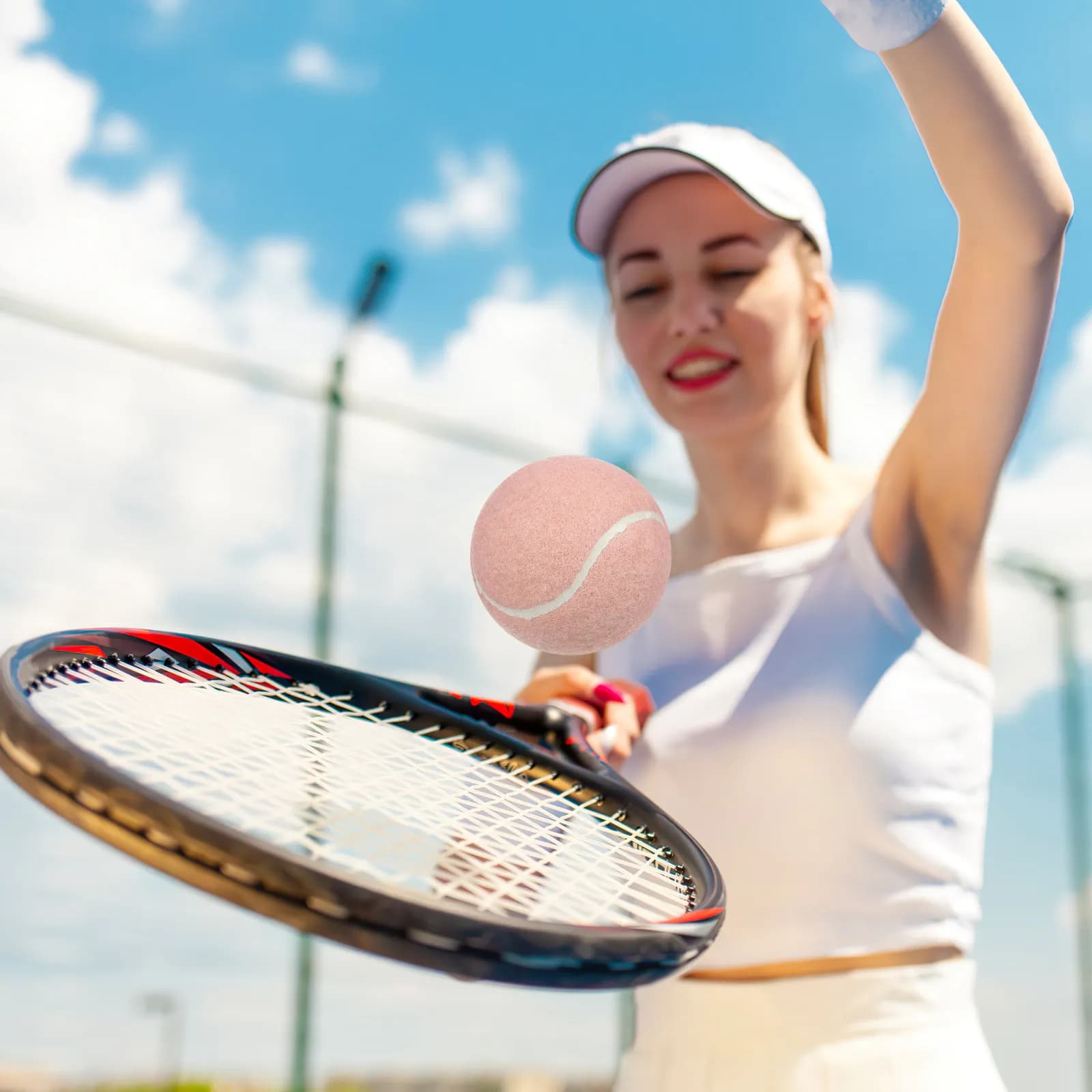 2Pcs Bright Pink Tennis Balls Rubber Training Tennis for Beginners Improves Reaction Time Groundstrokes Volleys Serve Playground