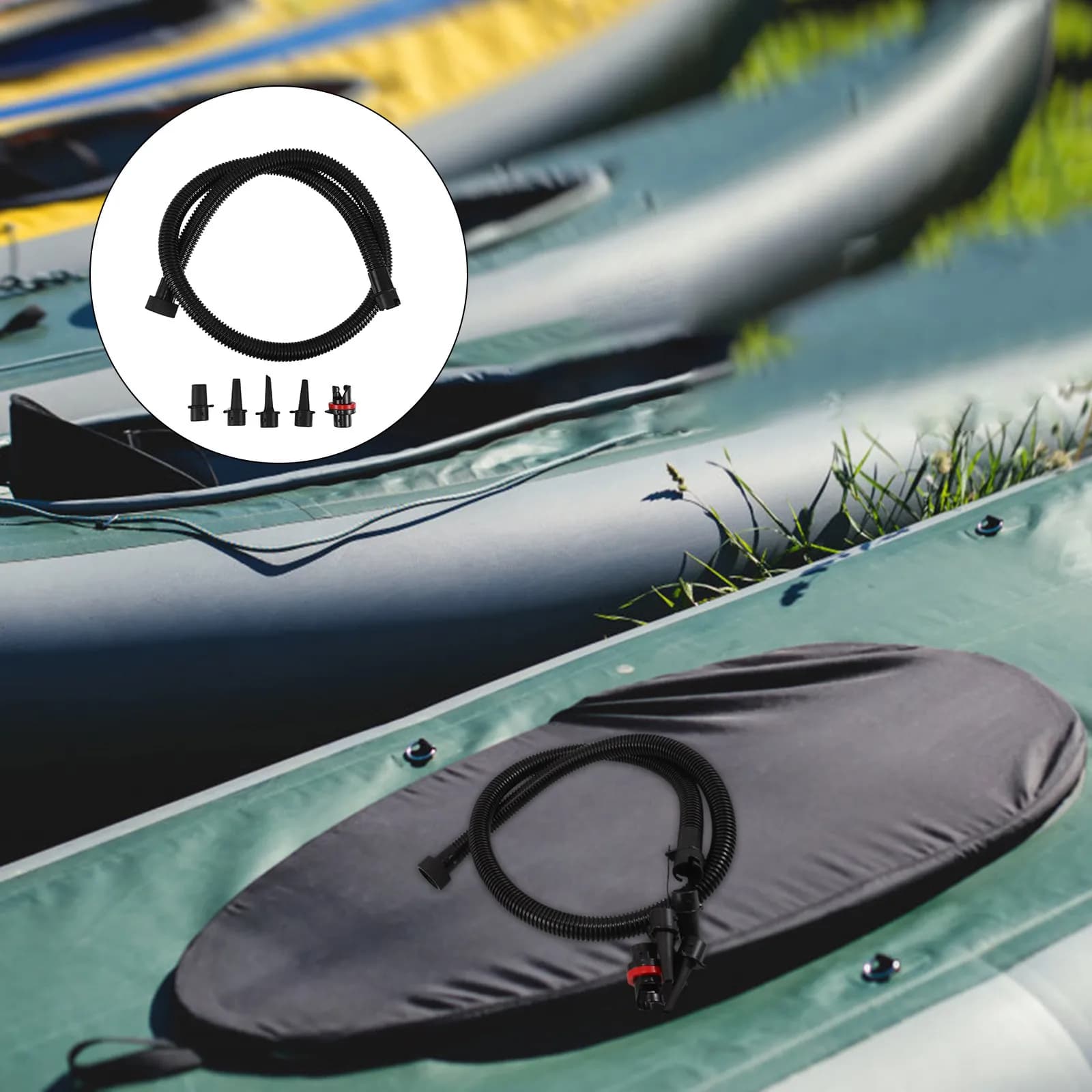 Kit Adattatore Valvola Gonfiabile 1 Set, Tubo Pompa PVC per Paddle Board, Adattatore Pompa Aria Kayak Universale per SUP, Barca, Vasca Idromassaggio, Attacco Rapido