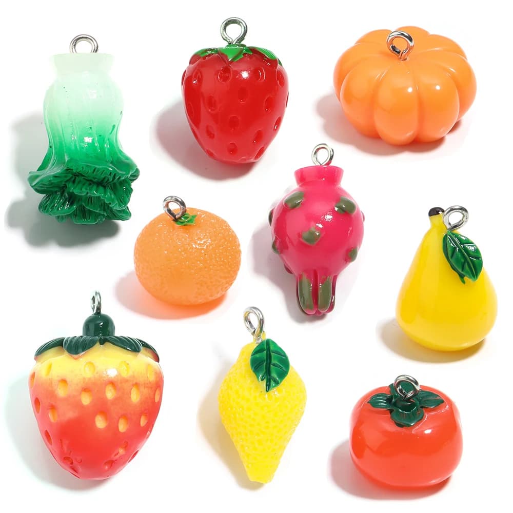 5 pz/lotto resina imitazione frutta fragola forma pendenti e ciondoli per portachiavi fai da te collane orecchini ornamento creazione di gioielli accessori