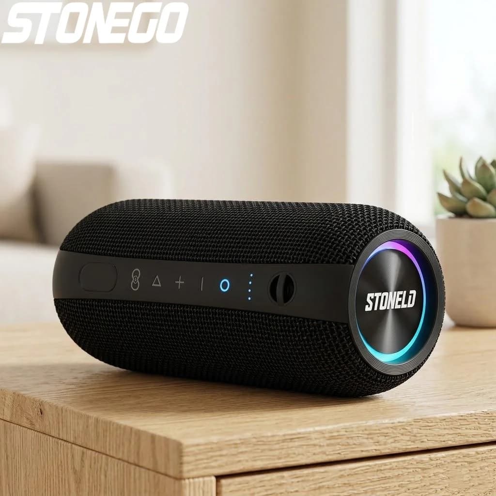 Altoparlanti Bluetooth TWS Wireless Portatili con Doppio Speaker, Diaframma LED Trasparente, Stereo Bass Mini Audio
