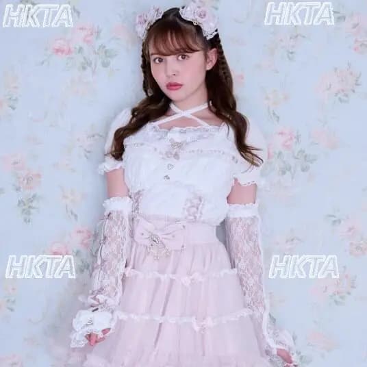 Nuovo Set Estivo Stile Giapponese Jirai Kei: Top con Maniche a Fiocco, Camicia in Pizzo a Vita Alta, Blusa Carina e Gonna in Rete