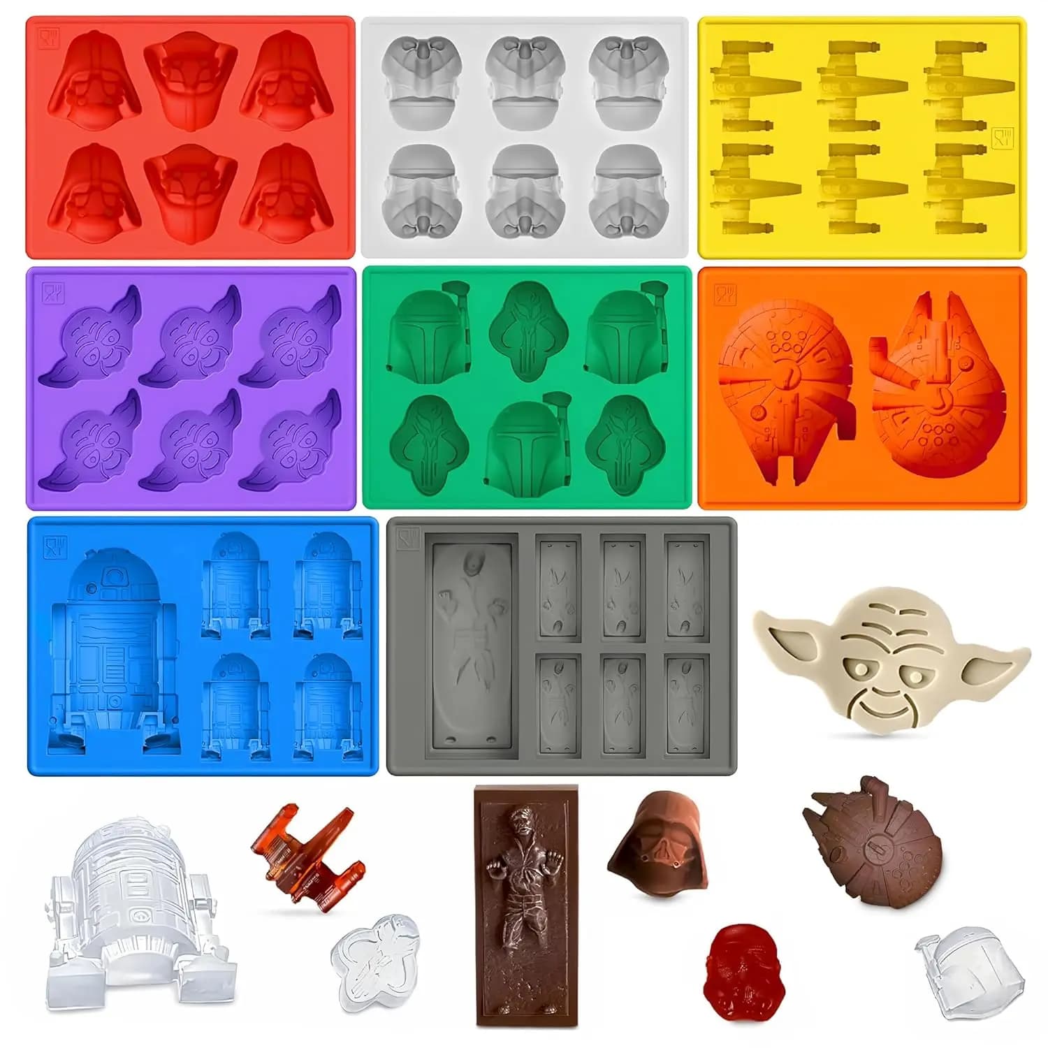Set di 8 Stampi in Silicone a Tema Fantascientifico - Vassoi Flessibili per Cubetti di Ghiaccio a Tema Spaziale per Brunch di Pasqua e Bevande da Patio