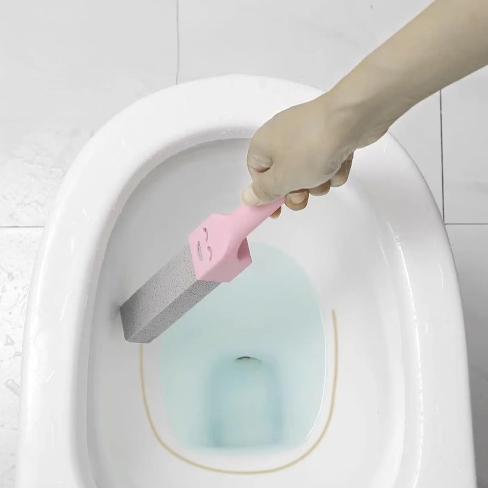 Spazzola per WC in Pietra Pomice Ecologica con Manico Robusto, Strumento Perfetto per la Pulizia del Bagno, Igienico e Facile da Usare