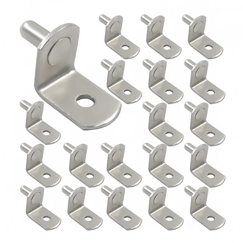 8 pcs 5*8mm Cabinet Shelf Brackets, Furniture Board Fixing, Sturdy Load Support, Nickel Plated Iron, Multipurpose