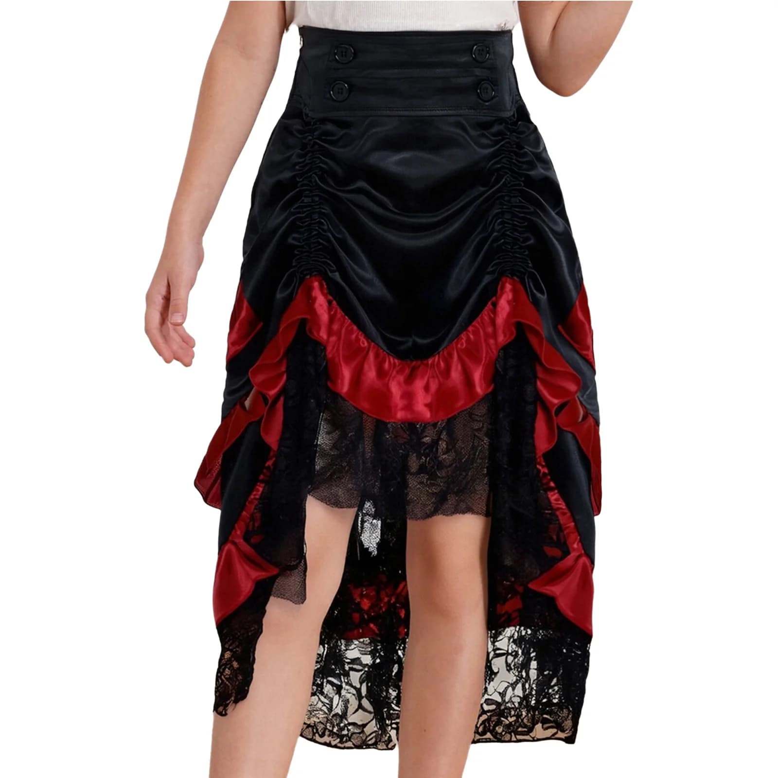 Gonna gotica Steampunk per ragazze Halloween medievale rinascimentale principessa vittoriana costume cosplay gonne a volant a strati a vita alta
