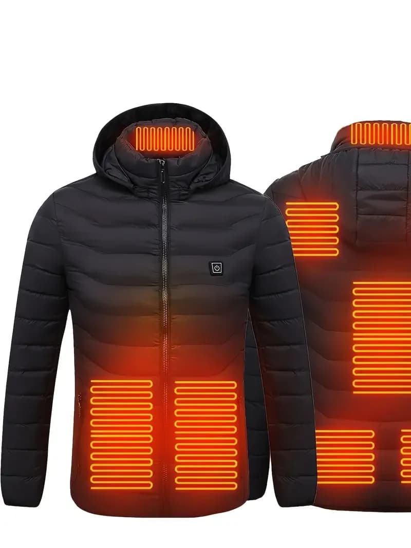 Intelligent 8-zone heating for men and women, light insulating jacket with hood and V-neck (not including portable charger and