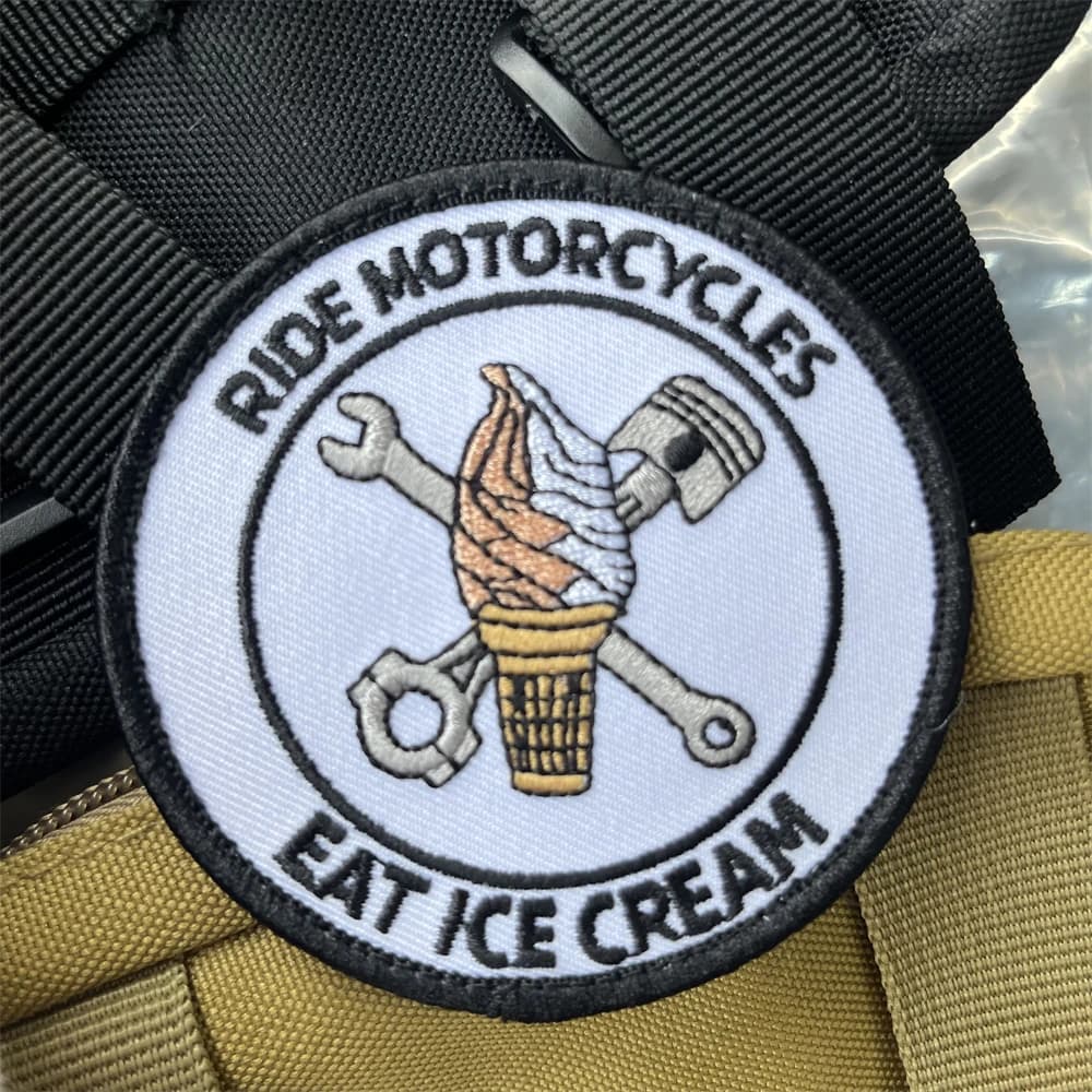Ride Motorcycles Eat Ice Cream toppe ricamate Tactical Morale Badge zaino Hook and Loop Sticker