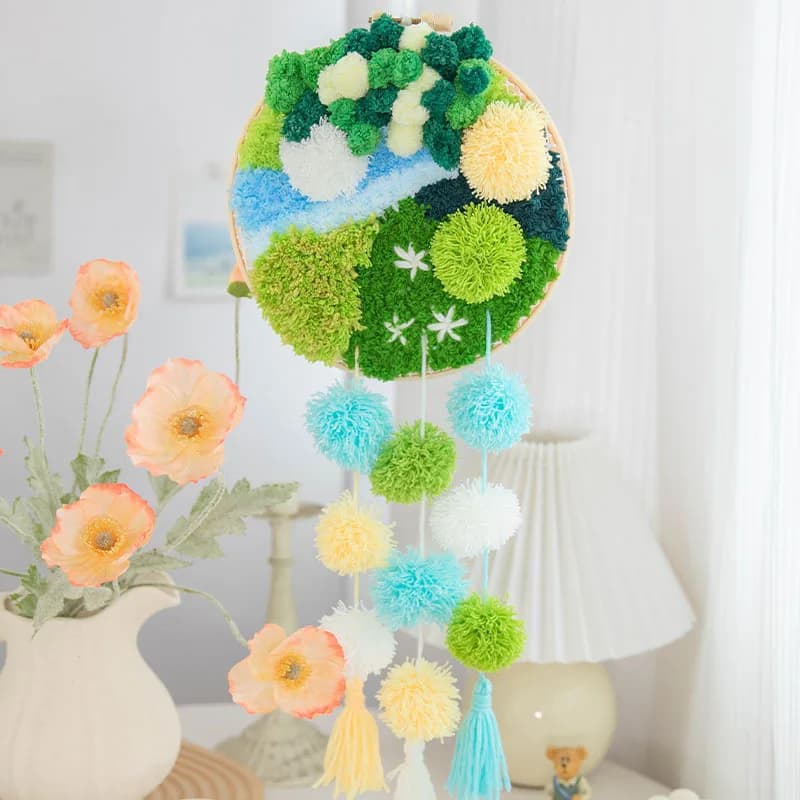 Kit per Crochet Moss Wind Chime per Adulti, Kit per Appendere al Muro, per Principianti, Forniture Artistiche Facili, Regalo, Decorazione per la Casa