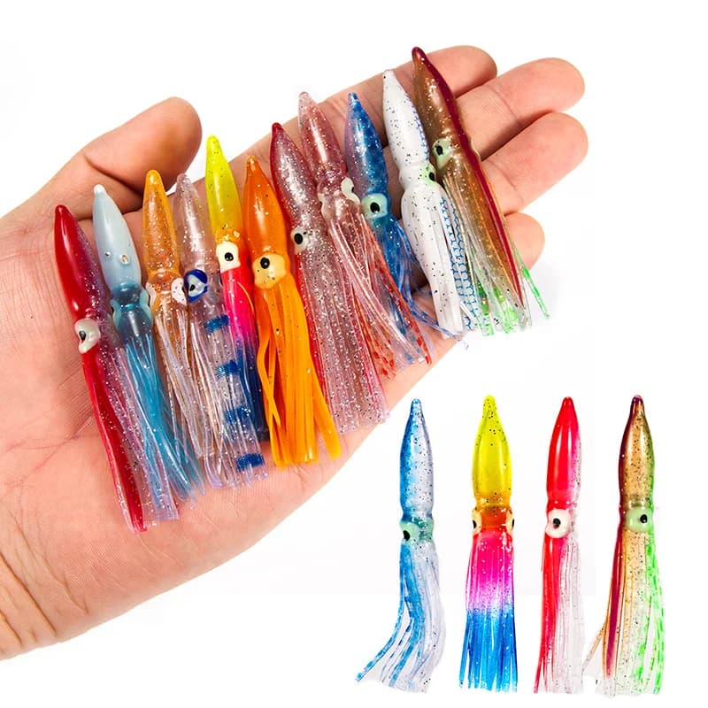 10 pezzi 8 cm pesca in mare, pesca sul lago, pesca all'aperto esca morbida calamari esche artificiali esche polpo tonno esche per pesci vela