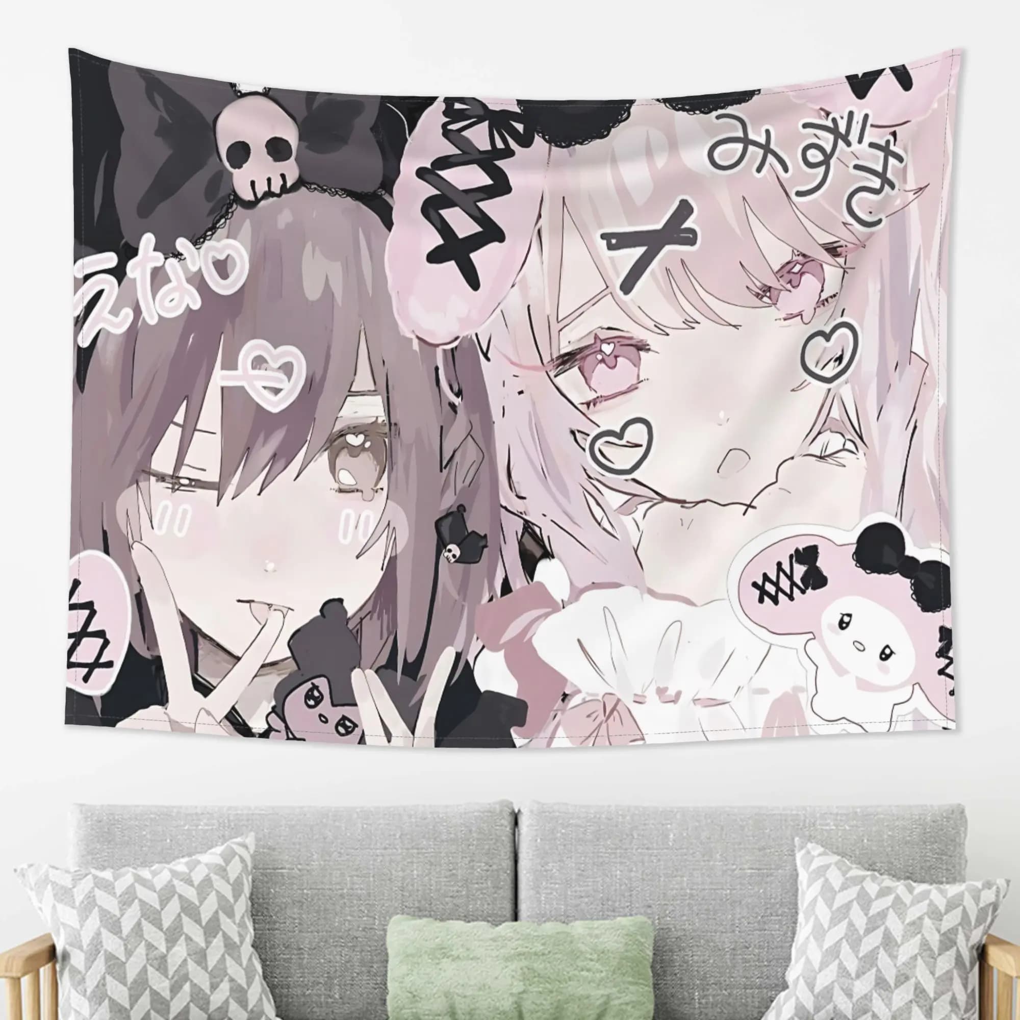 VIKAMA Japanese anime Cute Tapestry East Cloud Painting Mingxiaoshan Ruixi Anime Character Wall Cloth Room Decoration