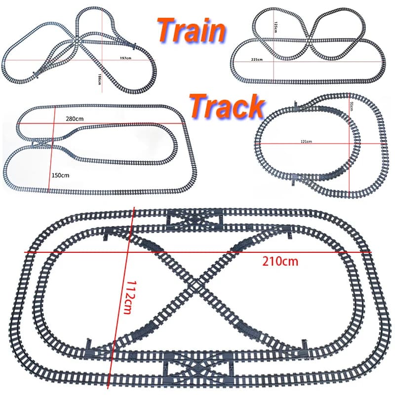 New City Train Tracks 7896 7996 Straight Curved Switch Crossings Rails Building Blocks MOC Toys for Christmas gifts 60052 21344
