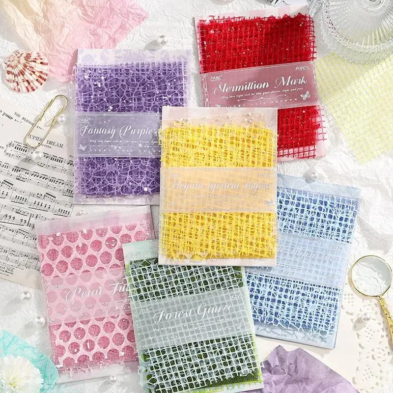 15 pcs Decorative Paper Craft Kit - Lightweight Gauze Tissue Paper for Scrapbooking,Mixed Materials for Handmade Journaling