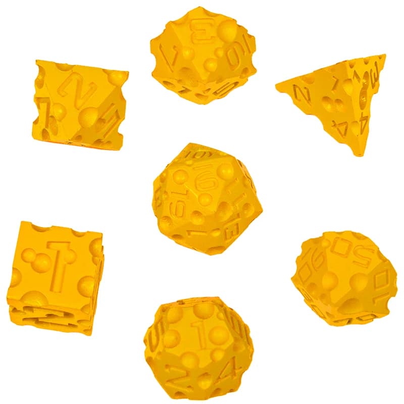Dadi per formaggio DND stampati in 3D 7 pezzi Set di dadi a tema cibo poliedrico ottimo per Dungeons and Dragons, Pathfinder, RPG da tavolo