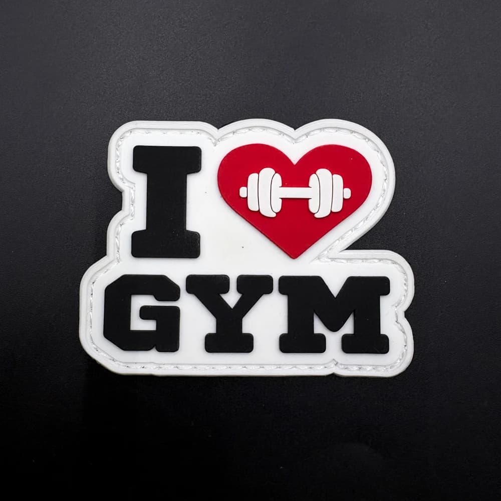 Heart-Shaped Dumbbell Fitness-Themed Special-Shaped Patch, Luminous in the Dark, Made of Pvc, Arm Patch with Velcro, Decorative Patch for Bags and Clothing, Comes with Matching Felt-Backed Badge Patch