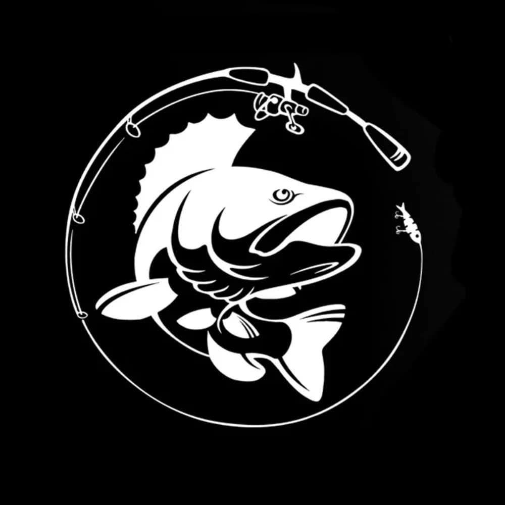 1pc Fishing Rod Fish Silhouette Waterproof Sticker, Universal Decal for Car SUV Truck Window Decor