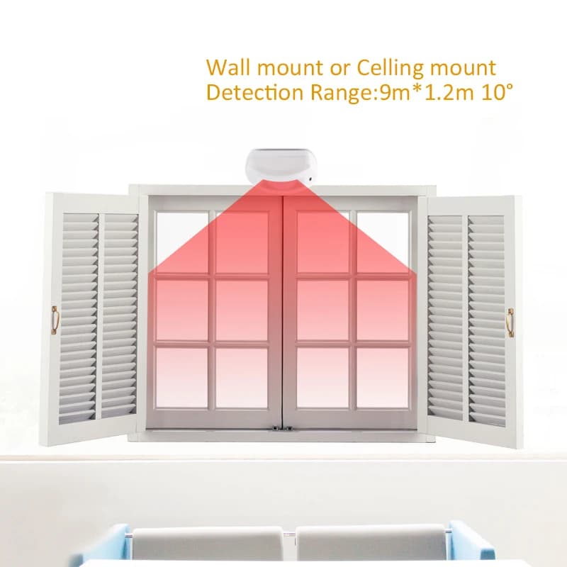 Sensore di movimento professionale per tende cablate DC12V per interni - Sensore PIR per la sicurezza domestica, antimanomissione, 9 m×1,2 m 10 ° Rilevamento