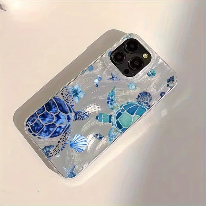 Elegante Cover a Guscio di Tartaruga Compatibile con i Modelli iPhone 16, 16E, 15, 14 Plus, 13, 12, 11 Pro Max