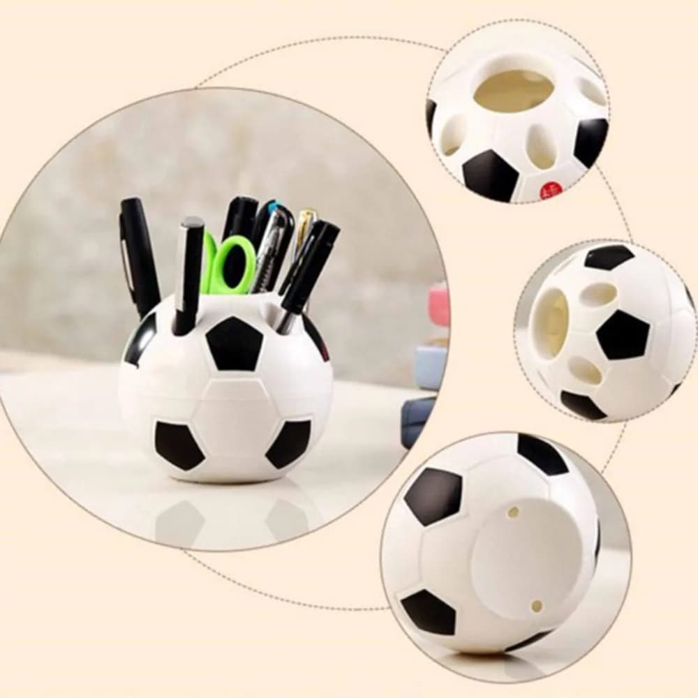 Portapenne in plastica stile calcio, spazzolino da denti, pennello da trucco, contenitore per organizer da tavolo