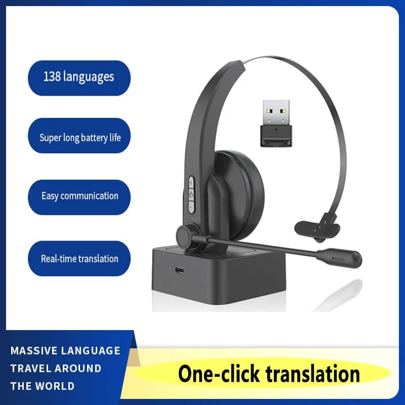 USB Call center translator headset with Microphone Noise Cancelling for Laptop pc Wired Office Call Center translation Headphone