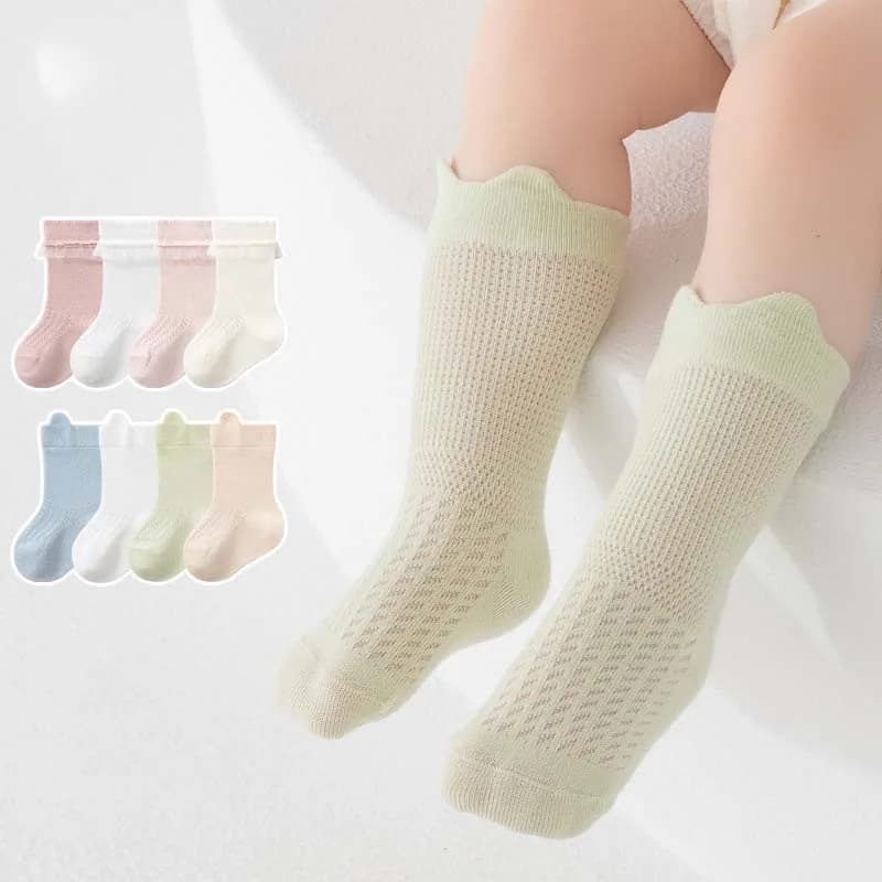 1/4/8Pairs/lot RAISE Summer Kids Girls Mesh Socks Infant Babys Girls Mid Tube Socks 0-5Yrs Girls Lace Long Socks Breathable Sock