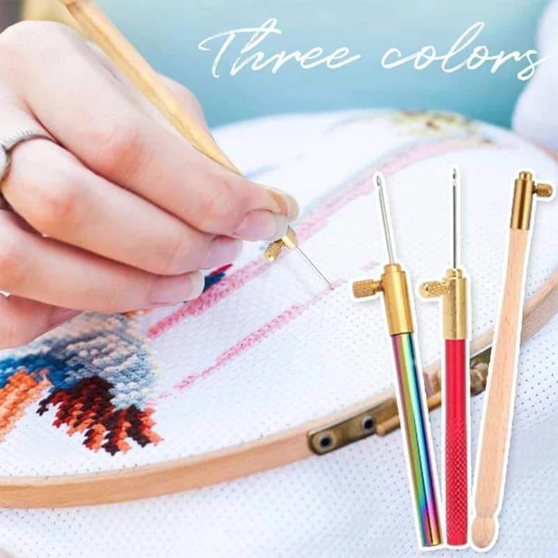 Luneville Crochet Hook Brass Handle Beading Needle Professional Tool for Fabric Clothing DIY Stitching Projects Durable