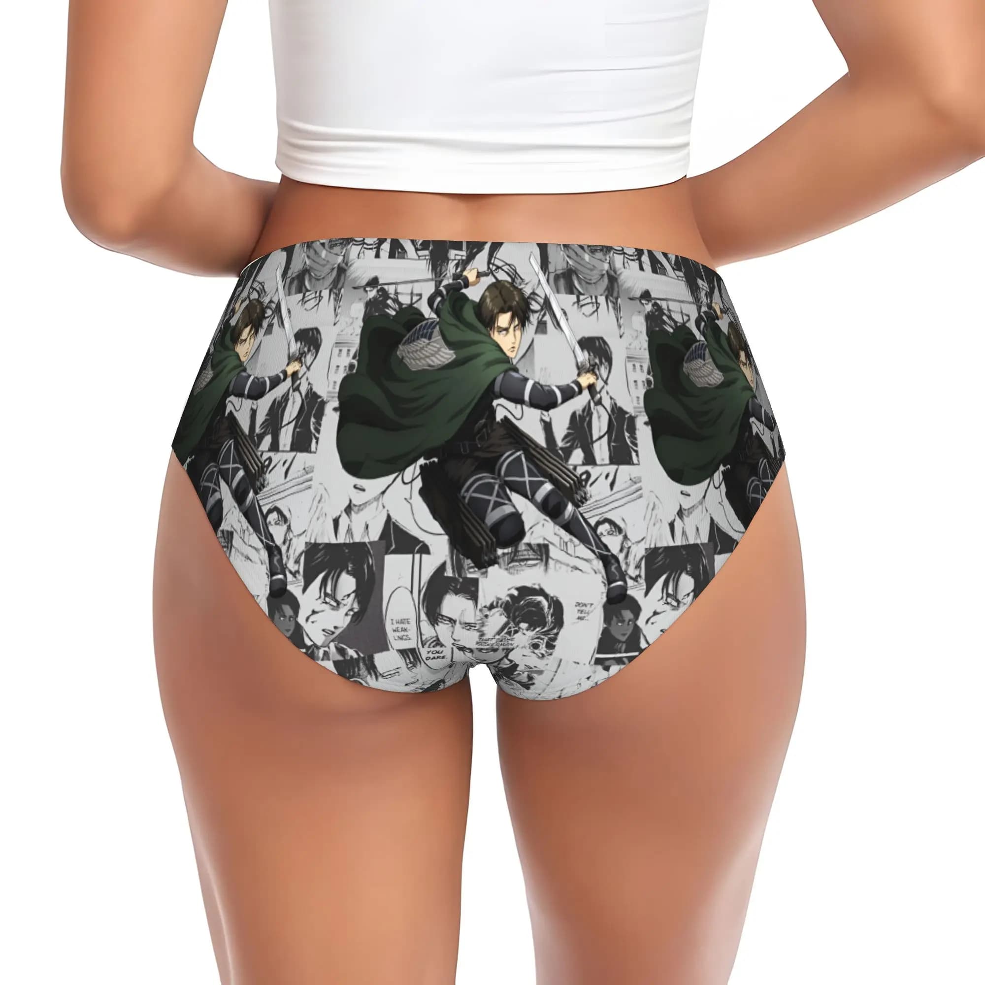 Mutandine Personalizzate da Donna Ispirate ad Attack on Titan, Comode Slip con Stampa di Giganti Spaventosi