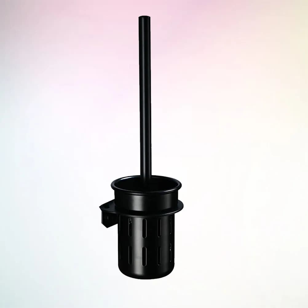 Toilet Brush Set Aviation Aluminum Punch Free Design Non Scratch Half Round Brush Head Anti Corrosion Ventilated Holder for Home