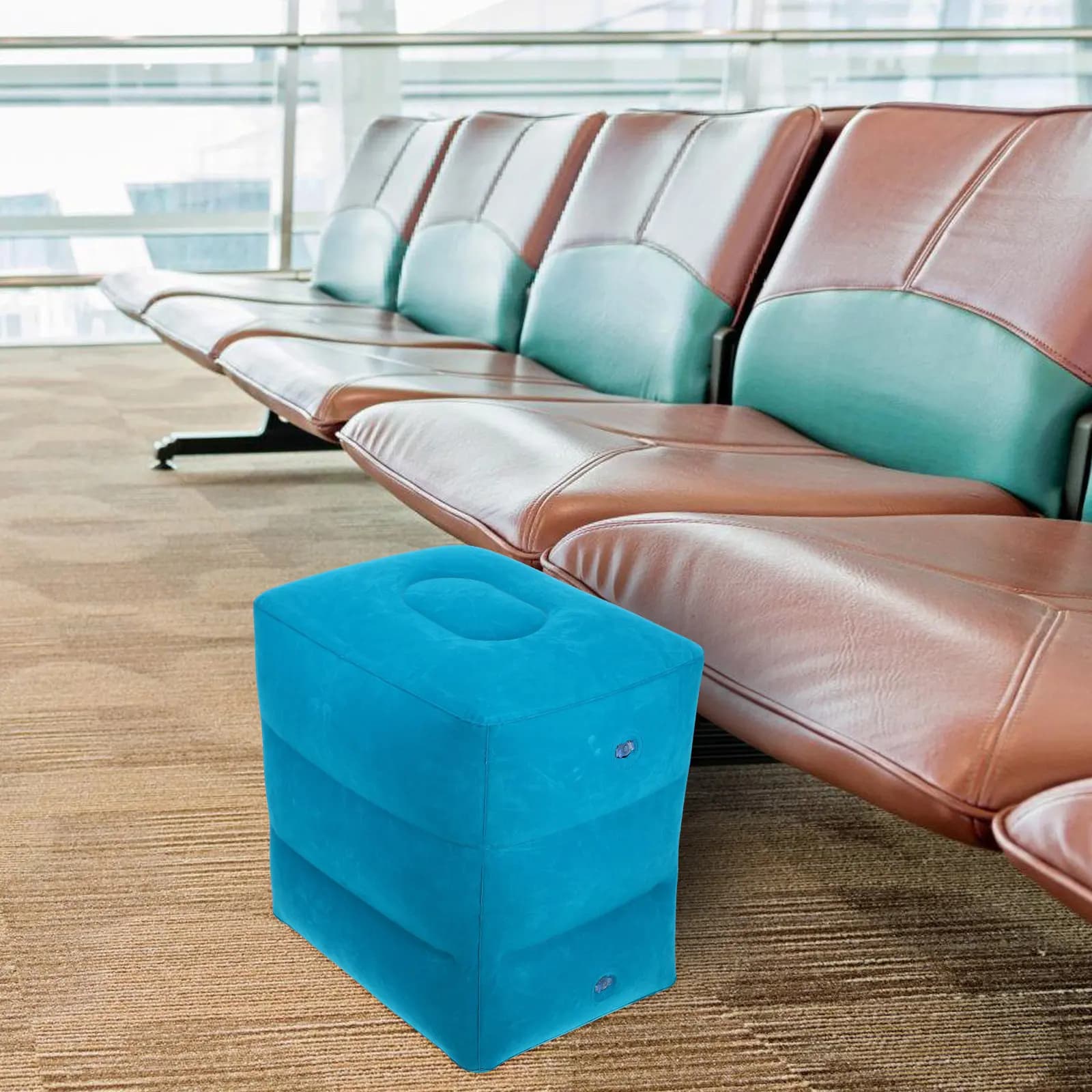 Inflatable Bearing for Poggiapiedi, Soft and PVC Support, Air Travel Accessories, Portable and Washable Leg Bearing