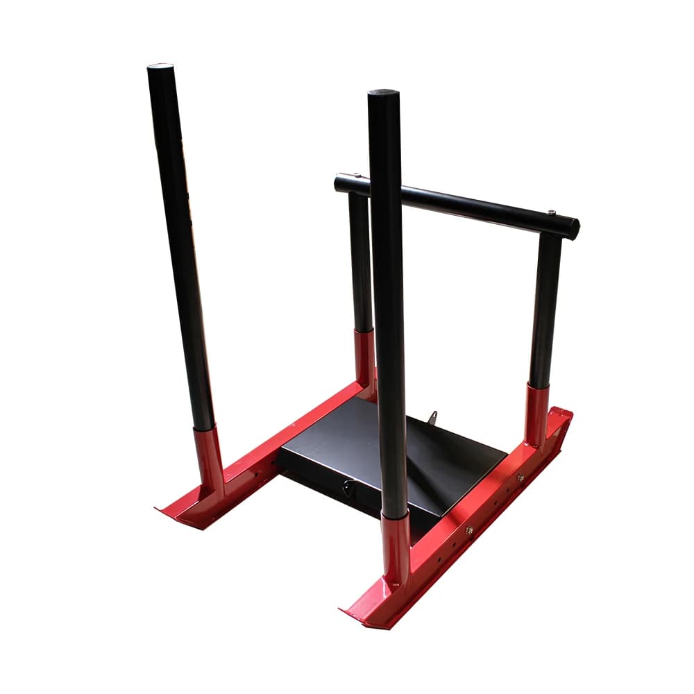 Slitta per Allenamento in Acciaio con Logo Personalizzato, Attrezzatura da Palestra per Fitness e Sport, con Piastra Pesi per Allenamento della Forza, Nero e Rosso, 26,1 KG
