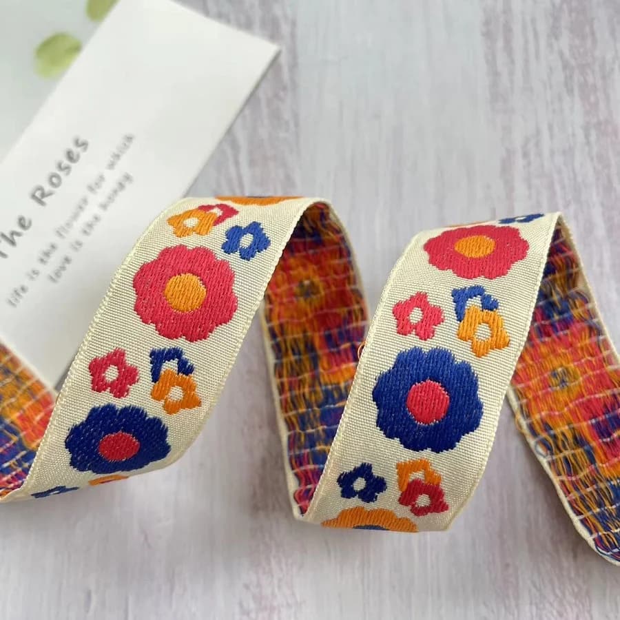 9 yards/lot nastro Jacquard intrecciato in tessuto stile etnico fiori colorati classici per accessori per abbigliamento LS-3720 larghezza 2.8 CM