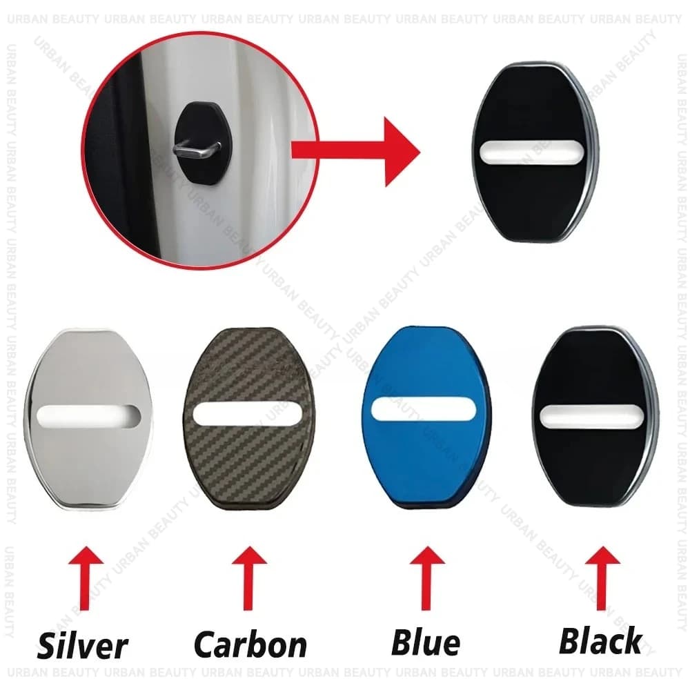 4 Pieces Covers Stainless Steel Auto Lock, Anti-rust Protective Sticker for Seat ABT Ibiza Leon Mii Tarraco Cupra TCR
