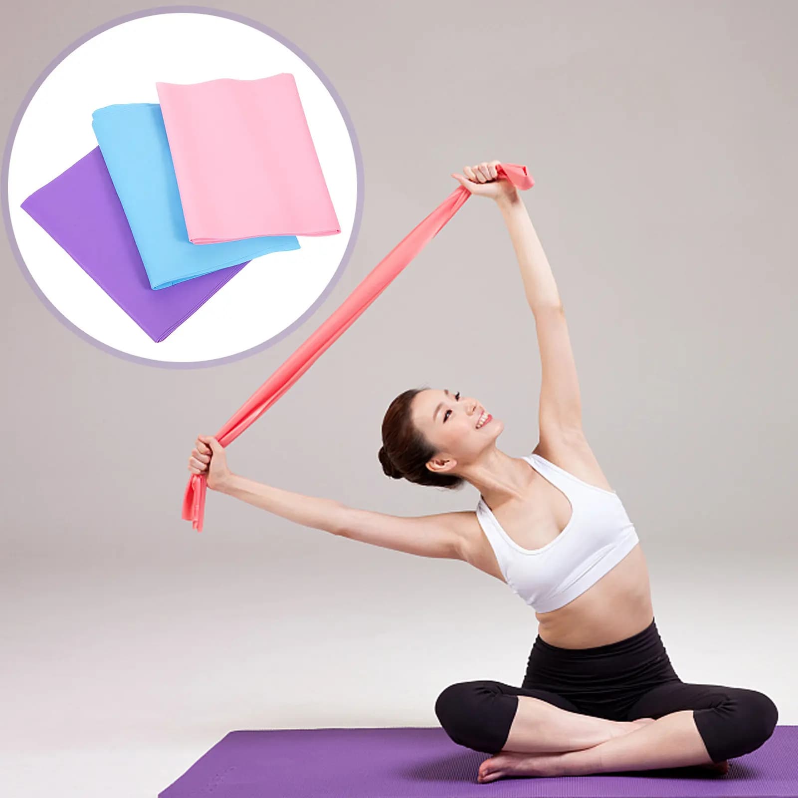 Set of 3 Elastic Phases for Yoga, Resistance Bands for Exercises, Elastic Stages for Home Training, Gym and Open Fitness