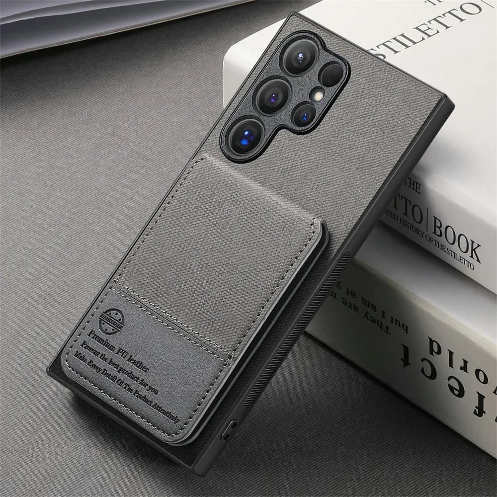 Custodia posteriore con carta in pelle RFID per Samsung Galaxy S26 Ultra 5G Cover di lusso Supporto per telefono Funda S25 Edge S24 FE S23 S22 S 21 Plus 25