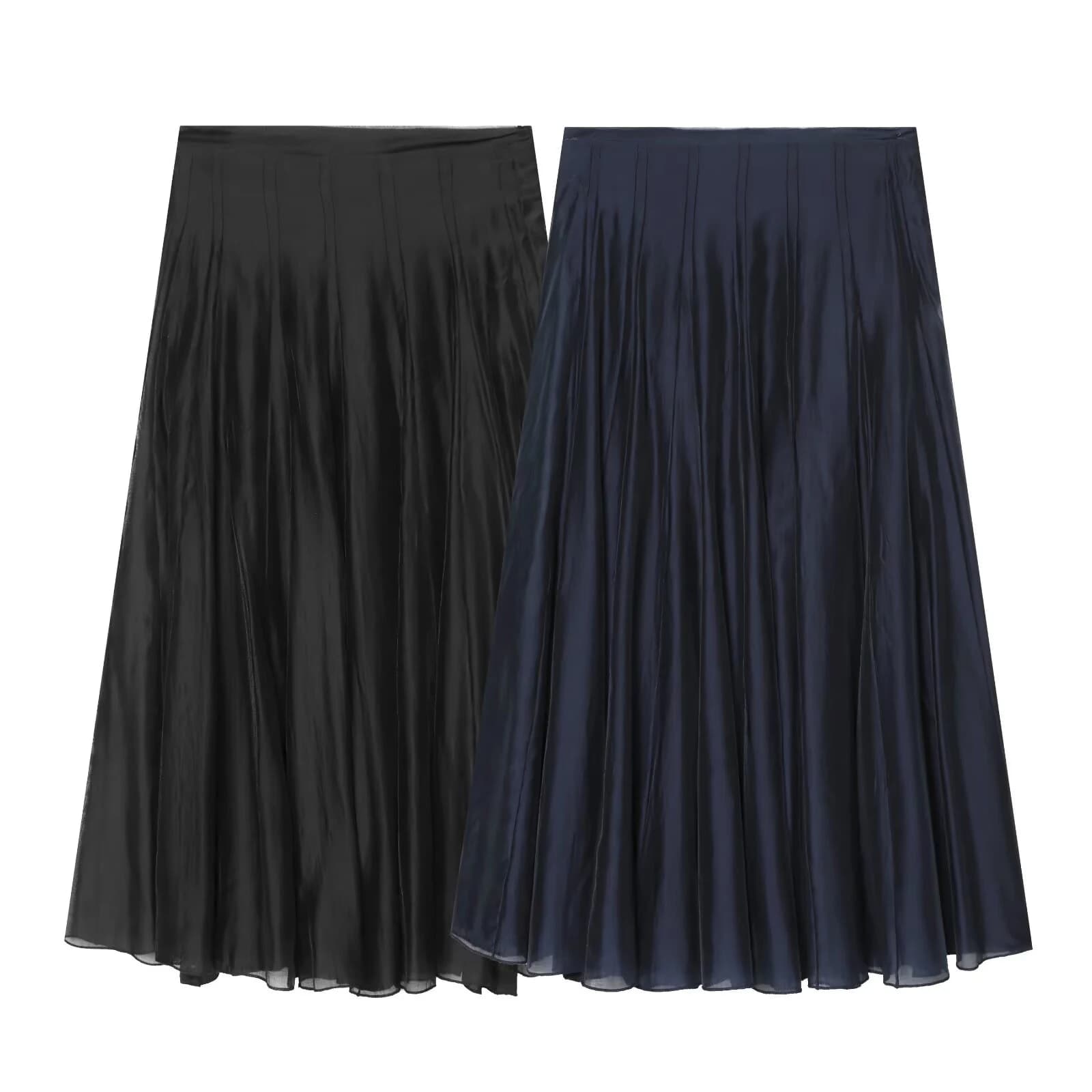 Summer new French lazy waist and crotch covering A-line skirt loose and versatile hanging solid color skirt