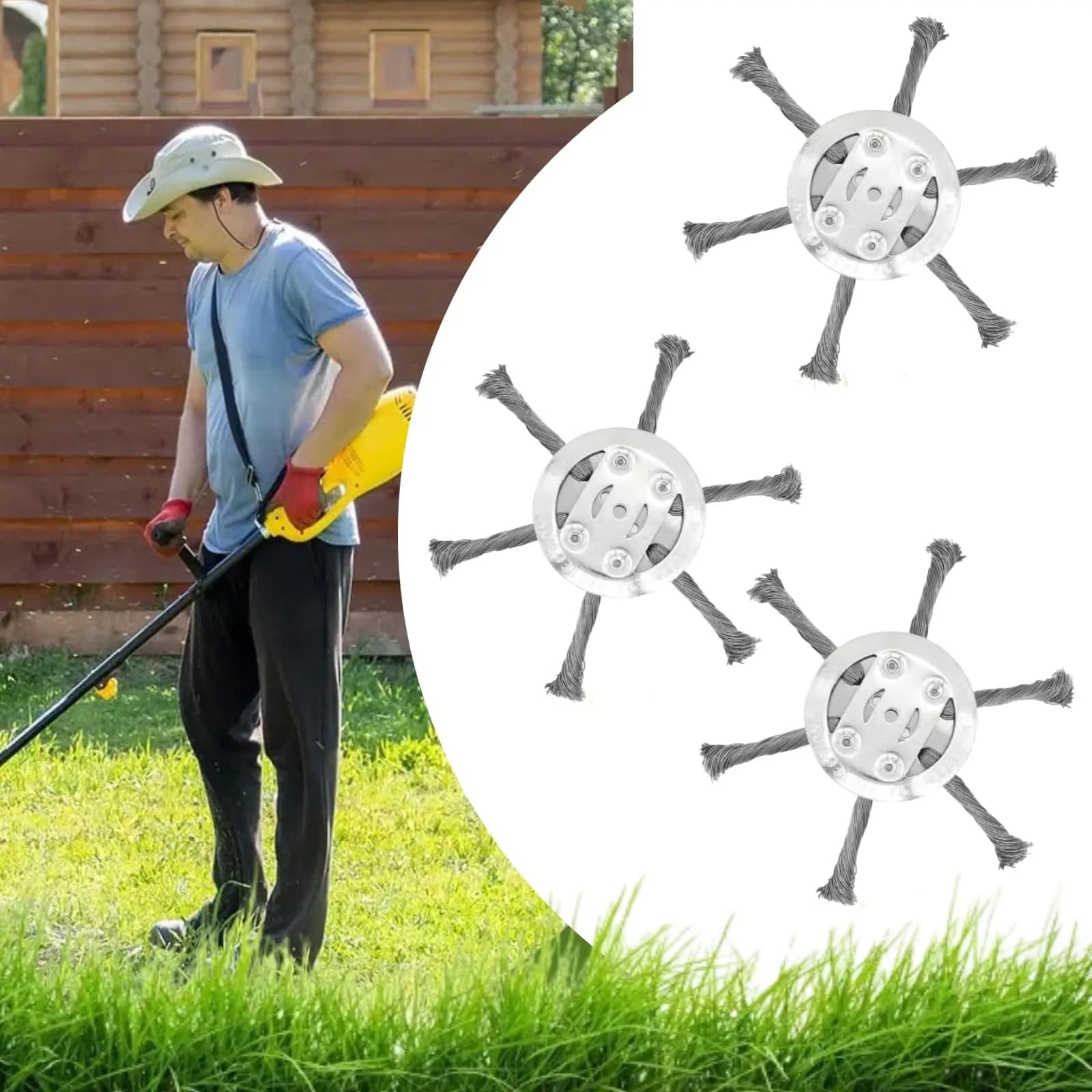 Testina per Decespugliatore in Filo d'Acciaio Resistente all'Usura, Spazzola per Erbacce, Rimozione Muschio e Ruggine, Strumento per la Pulizia di Giardini e Patii