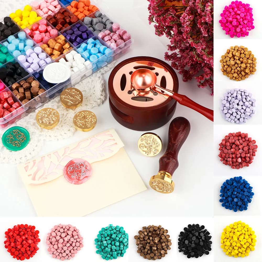 100pcs Octagon Sealing Wax Seal Stamps Wax Beads Kit For Retro Envelope Wedding Letters Invitation Scrapbook Wax Stampers Tools