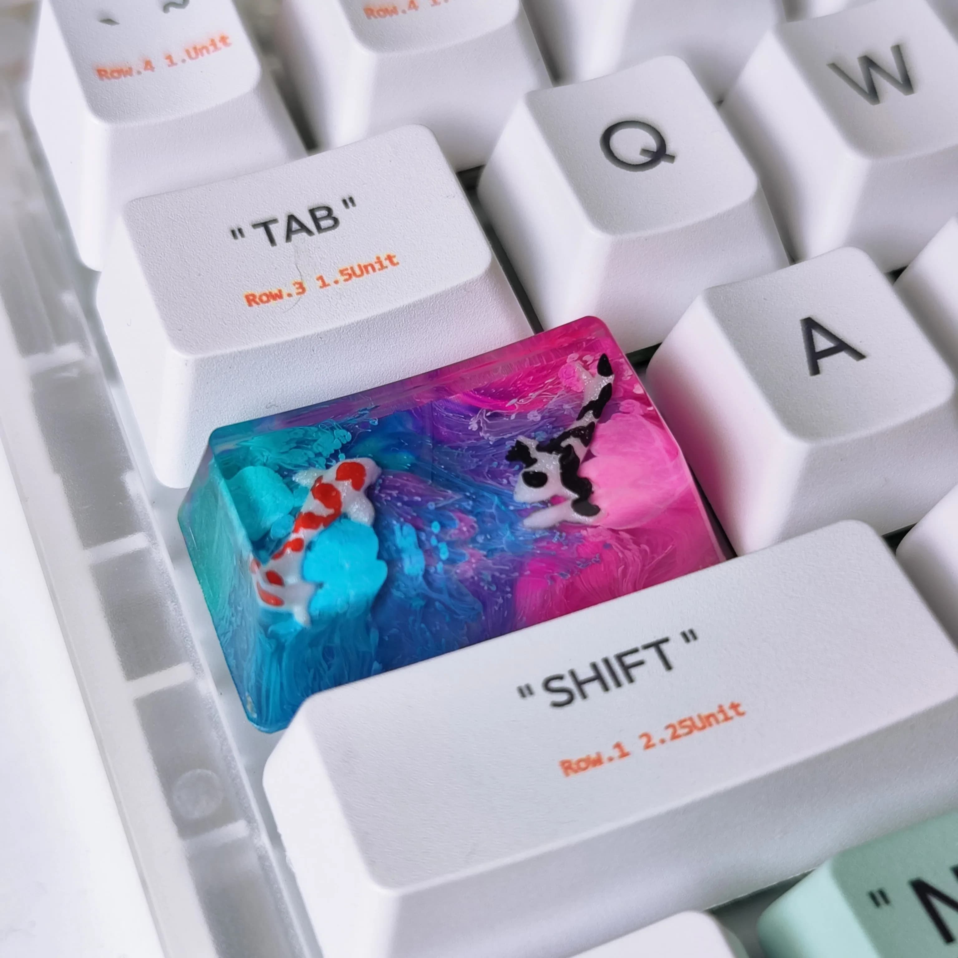 1.75u Caps Blocco Copritasti in resina Copritasti artigianali per tastiera meccanica retroilluminata GK64 RK98 Interruttore personalizzato RGB Keyscap PC fai da te Gamer