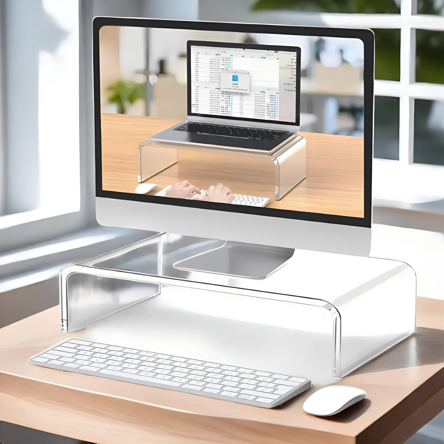 1 pcs, Laptop support Clear Acrylic Table Riser for Computer Desktop Space Storage Organizer desktop support for Laptop Monitor