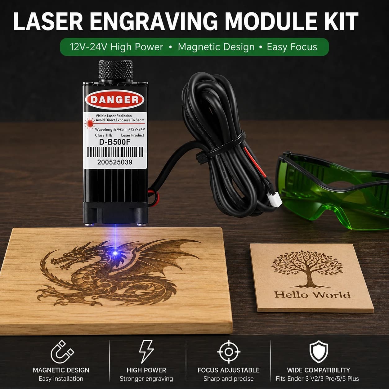 High Power 500MV/1600MV Upgrade Laser Engraving Head Module Head Kits 12V 24V For Ender-3/Pro/ Ender-3 V2,Ender-5/Pro 3D Printer