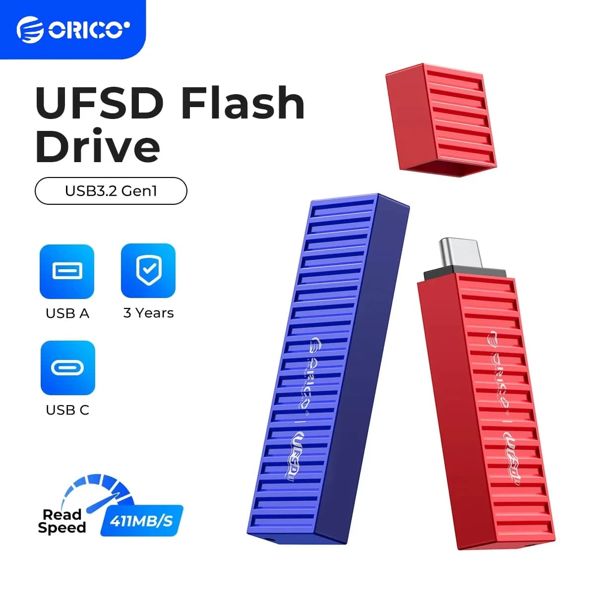 ORICO UFSD All Metal 256GB Chiavetta USB 411MB/S Pen Drive 512GB 128GB 64GB Chiavetta USB Tipo C Pendrive Design a forma di contenitore