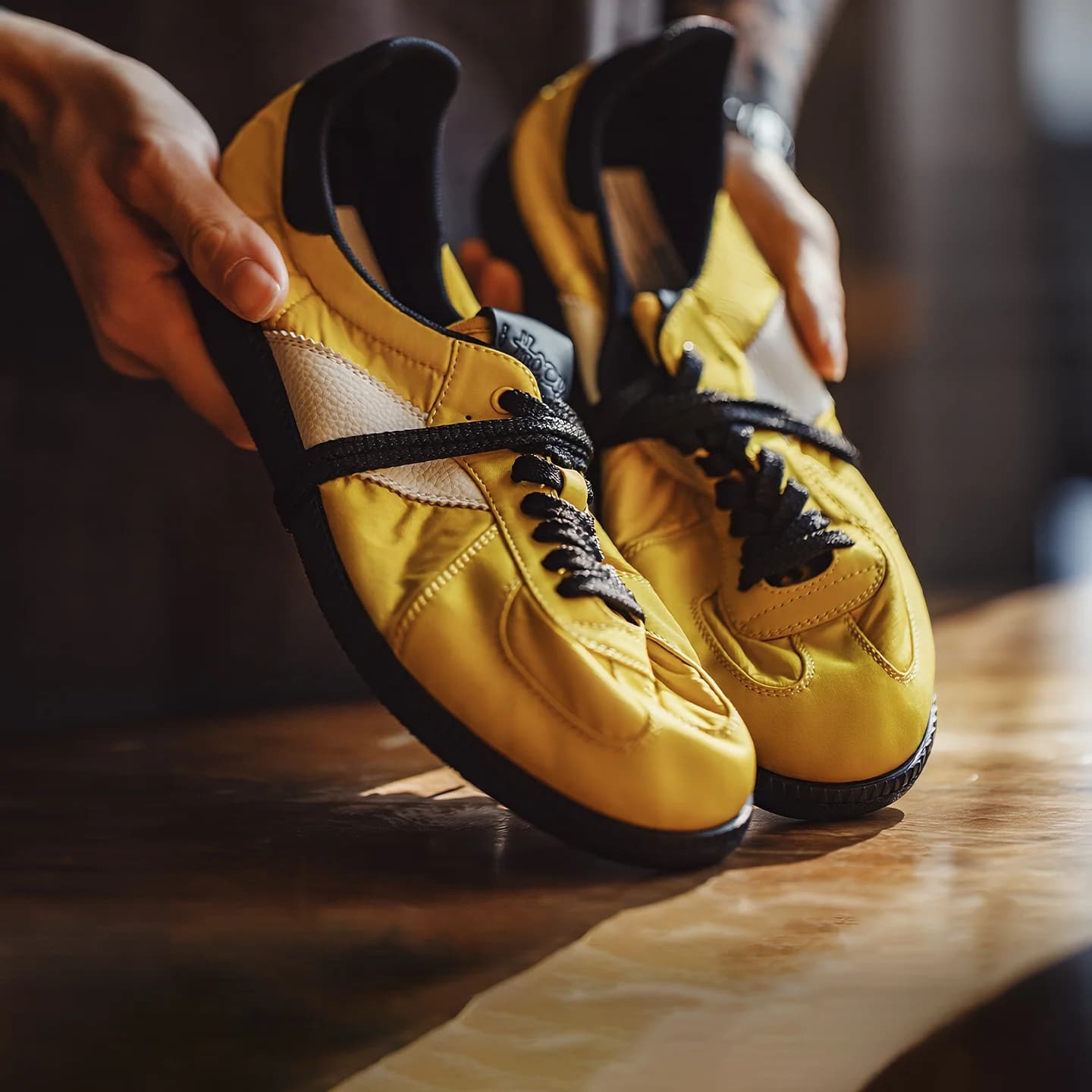 Sneakers Unisex Vintage Gialle Maden, Classiche a Suola Piatta, Leggere, Casual, Stile Tedesco, con Lacci, per Pendolari