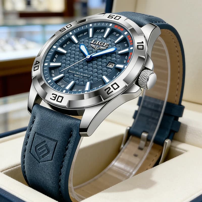 LIGE 2026 Orologi di Lusso da Uomo, Orologi da Polso al Quarzo Eleganti e Sportivi, Impermeabili con Quadrante Luminoso e Cinturino in Pelle, Regalo per Uomo