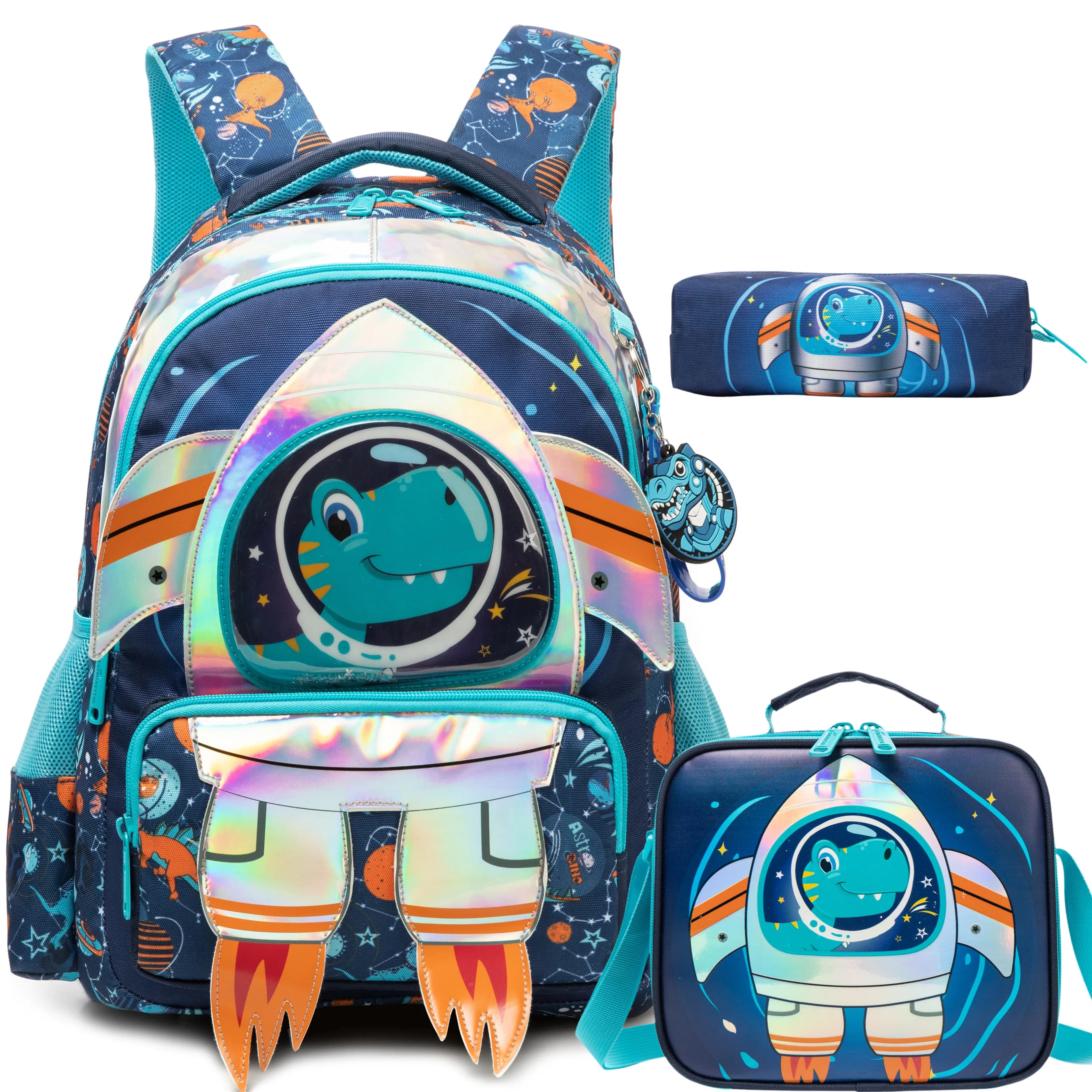 Kids School Backpacks for Boys Large Capacity Bookbag Set with Insulated Lunch Bag and Pencil Case Elementary Student Backpack Back to School Supplies