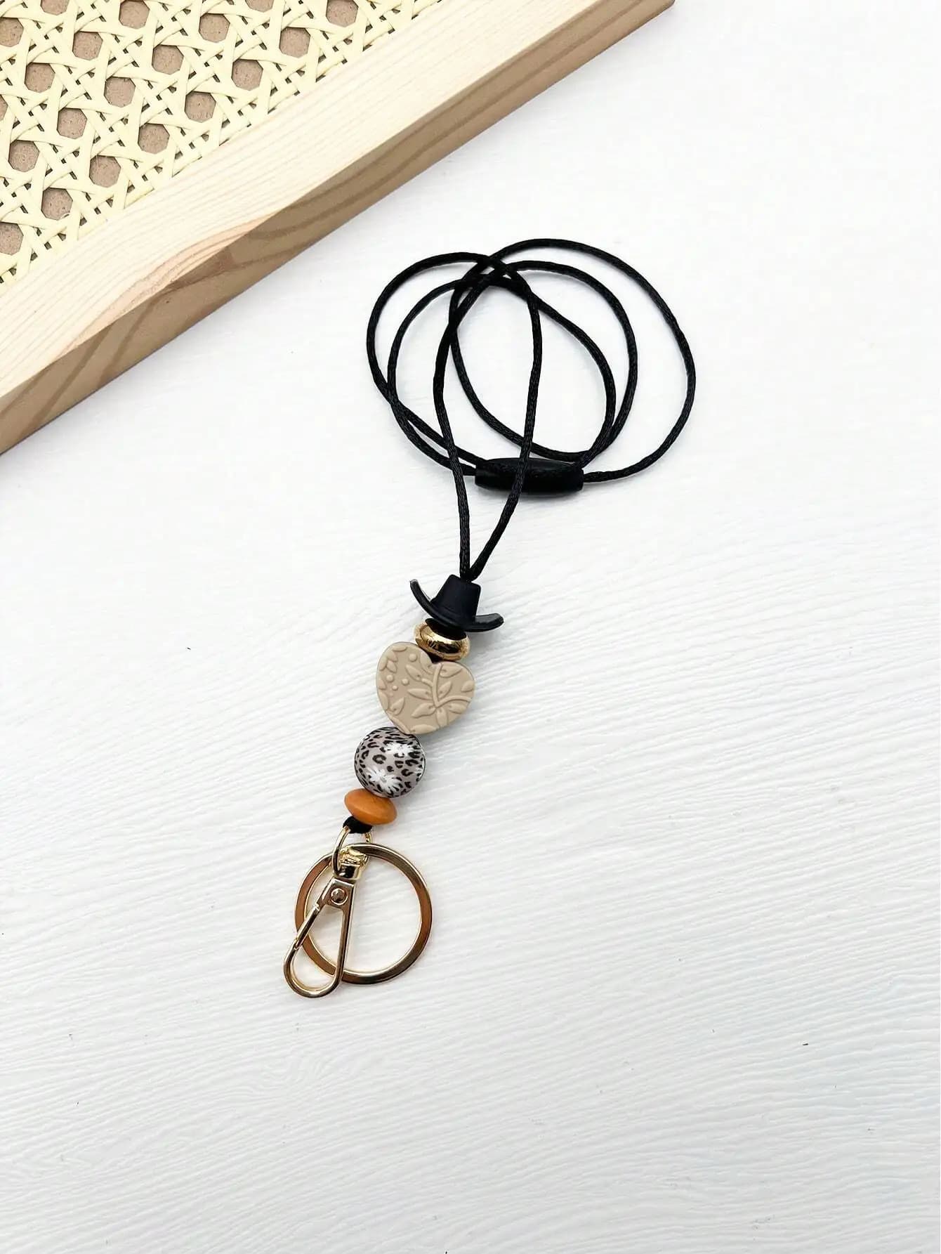 Portachiavi in silicone stile western con perline e ciondolo a forma di cactus, stivale e cappello per adulti