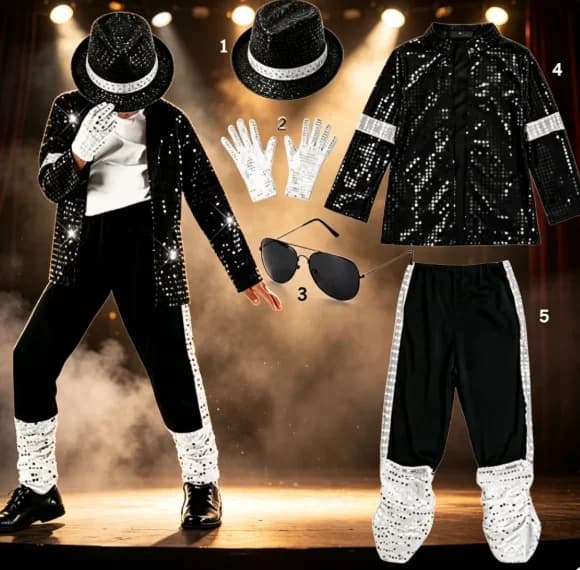 2026 80s 90s Hip Hop Michael Jackson 5 Costume Boys Superstar Singer Outfit Halloween Carnival Stage Dance Cosplay Party Wear