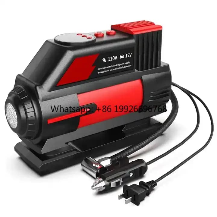 Mini Compressore d'Aria Elettrico Portatile ACDC 12V/240V, Gonfiatore Pneumatici con Monitoraggio Pressione e Luce LED per Auto