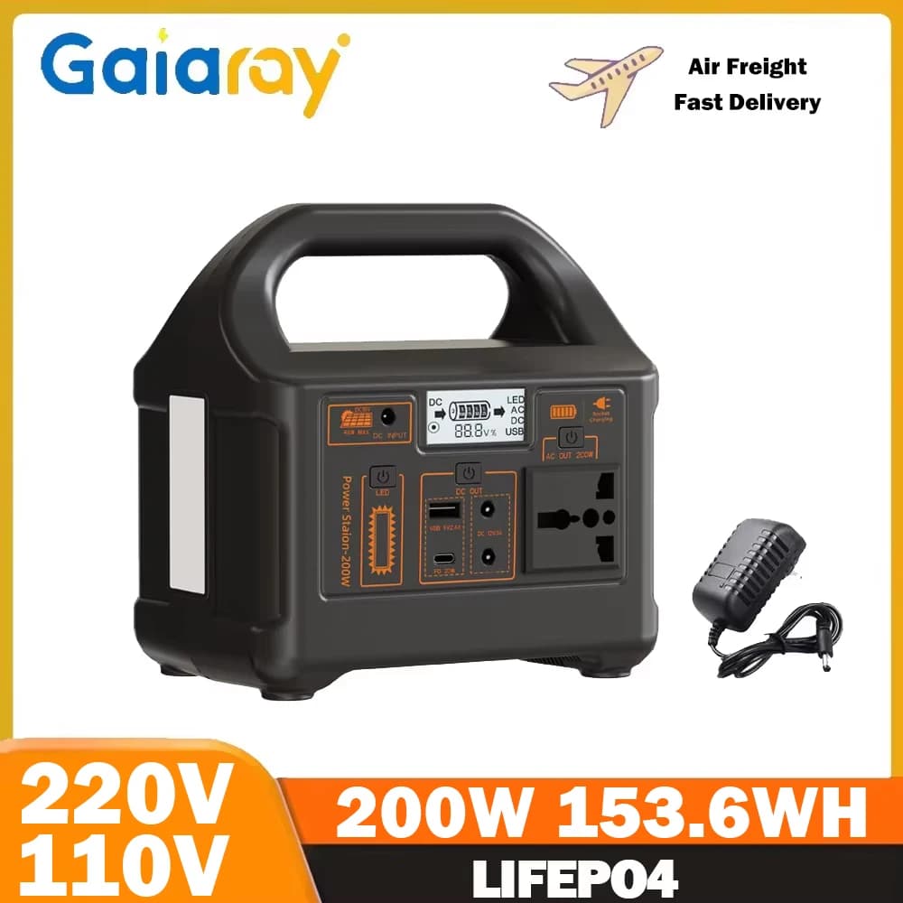 Gaiaray Centrale Elettrica Portatile 200W 153.6wh Generatore Solare LiFePo4 Batteria 110V 220V Alimentazione di Accumulo di Energia Per Il Campeggio Esterno