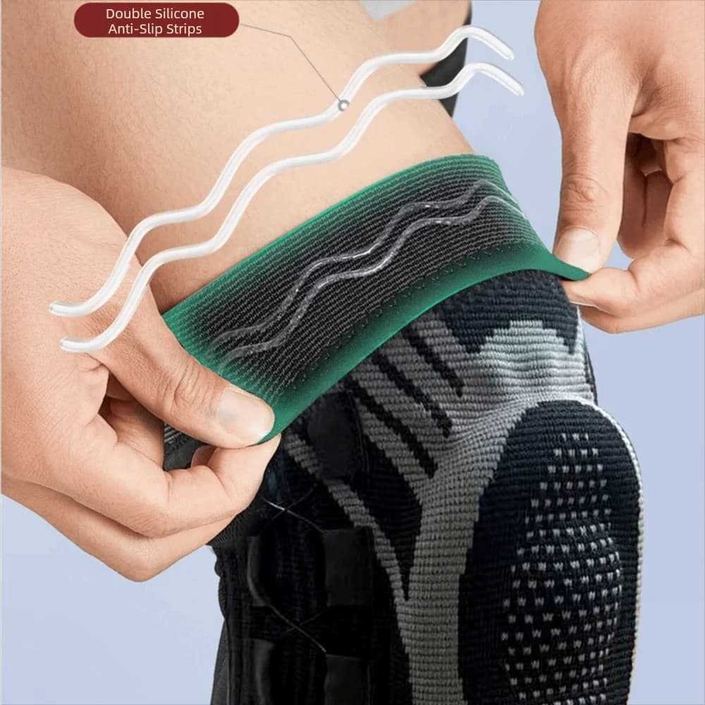 Ginocchiere professionali regolabili con pomello, sottili, antiscivolo, traspiranti ed elastiche, per supporto al ginocchio durante il basket.